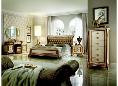 Cama doble de diseño de dormitorio de diseñador de alta calidad, cama Chesterfield estilo Art Nouveau.