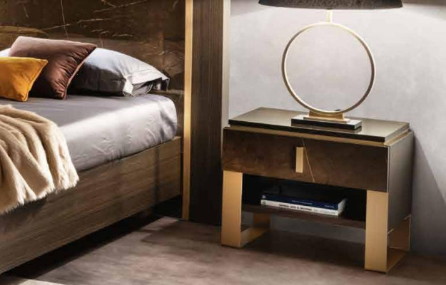Conjunto de cama para dormitorio, diseño moderno de lujo, 2 mesitas de noche italianas de 3 piezas.