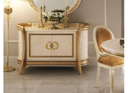 Diseño de muebles estilo barroco, cómoda, armario beige de lujo en madera, muebles italianos nuevos.