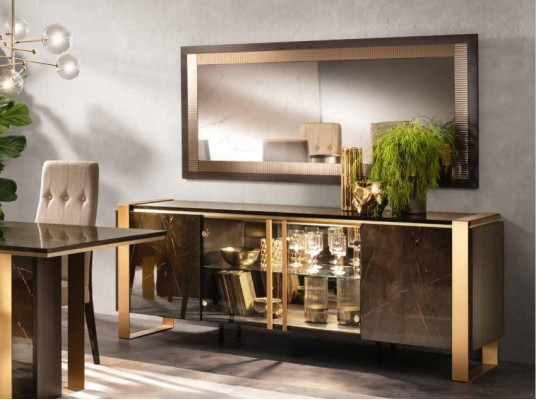Bufé Cómoda Espejo Hecho a mano de madera Estante Estantes 2 piezas