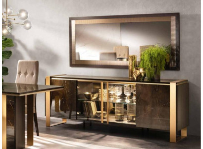 Bufé Cómoda Espejo Hecho a mano de madera Estante Estantes 2 piezas