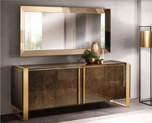 Bufé Cómoda Espejo Hecho a mano de madera Estante Estantes 2 piezas
