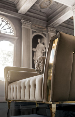 Sofá de salón de sala de estar Tela Sofás Chaise longue Cojín de asiento arredoclassic