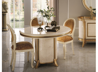 Mesa de comedor redonda, mesa de diseño de diseñador, mesa de madera para comedor o sala de estar.