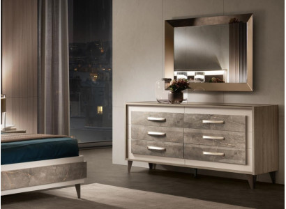 Cómoda Armario Espejo Diseño Muebles Muebles Guardarropa 2 piezas Set arredoclassic