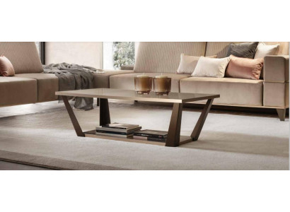Mesa de centro Mesa Acolchado Diseño Mesa de vidrio Mesa auxiliar Madera Sofá Sofá Marrón Mesas