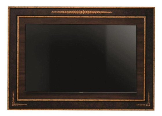Panel de pared de TV revestido de madera barroco de lujo para mueble de televisor de sala de estar.