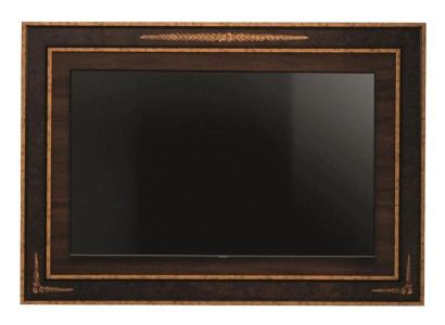 Panel de pared de TV revestido de madera barroco de lujo para mueble de televisor de sala de estar.