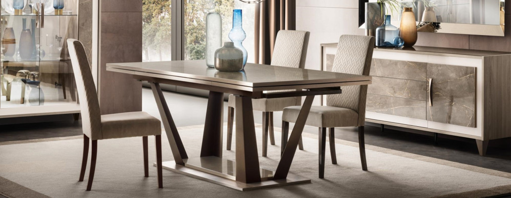 Muebles de lujo Mesa de comedor Mesa Sala de estar Madera Acero inoxidable Diseño Mesas Nuevas