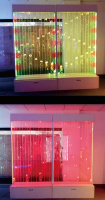 Moderna pared divisoria decorativa de agua, paredes de agua LED iluminadas.