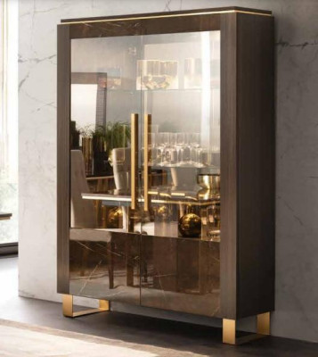 Armario de cristal Vitrina Vitrinas Armario de lujo Madera Estilo Vidrio Estante Armarios