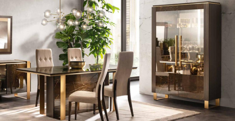 Armario de cristal Vitrina Vitrinas Armario de lujo Madera Estilo Vidrio Estante Armarios