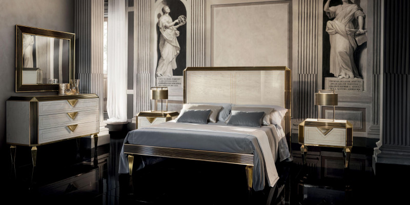 Cama Camas Hotel Lujo Diseñador Dobles Matrimonio Dormitorio Beige arredoclassic