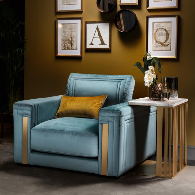 Sillón Club Lounge Diseño Silla tapizada Sofá TV Azul arredoclassic