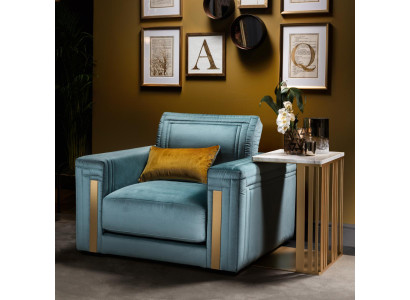 Sillón Club Lounge Diseño Silla tapizada Sofá TV Azul arredoclassic