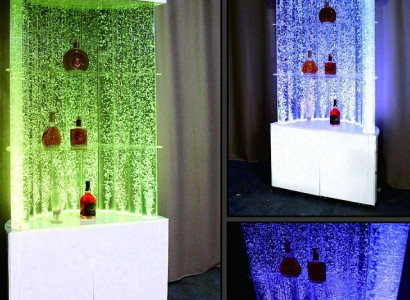 Barra de agua iluminada decoración de estante de pared Tienda de configuración Columna de agua Local