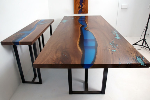 Mesa de comedor River Table madera maciza resina epoxi mesas 260x100 nueva