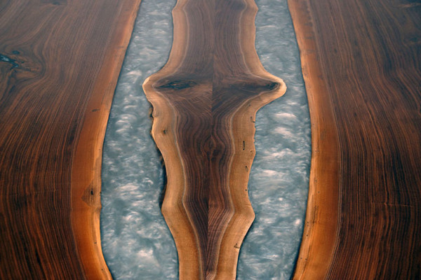 Resina epoxi mesa de comedor madera real muebles macizos mesa de resina de epoxi de cascada