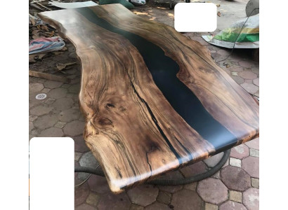 Mesa de comedor de resina epoxi madera real muebles macizos mesa de resina de epoxi con cascada de resina para mesa.