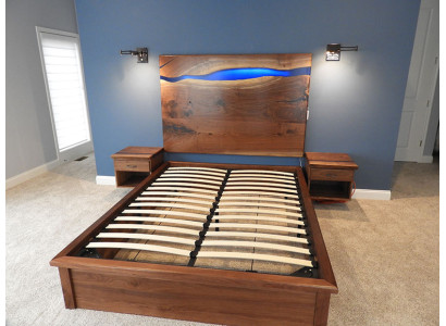 Panel de pared de cascada de resina epoxi, panel de resina epoxi con revestimiento de madera real.