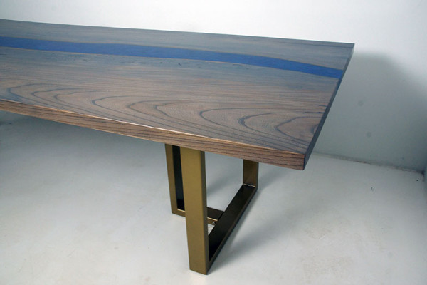 Mesa de resina epoxi, mesa de comedor de madera real, muebles macizos de resina epoxi de cascada de agua