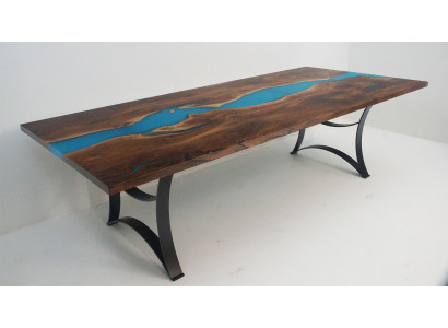 Mesa de comedor de resina de epoxi, madera maciza de epoxi, muebles masivos, mesa de epoxi, nueva de agua.