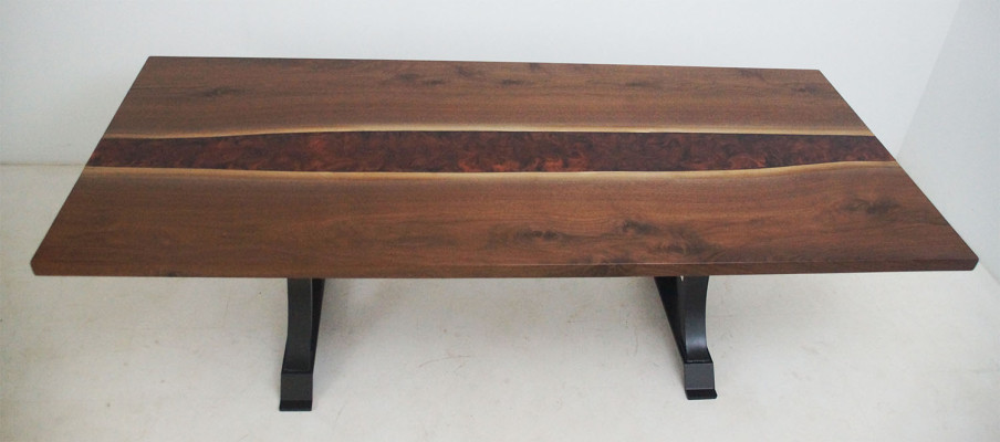 Epoxi Resina Mesa de Comedor Madera Real Muebles Macizos Mesa de Epoxy en Cascada 240x100cm