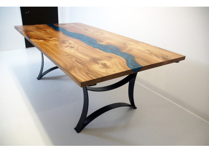 Mesa mesa de comedor mesas de resina epoxi muebles de diseño macizo 240x100 madera real epoxi