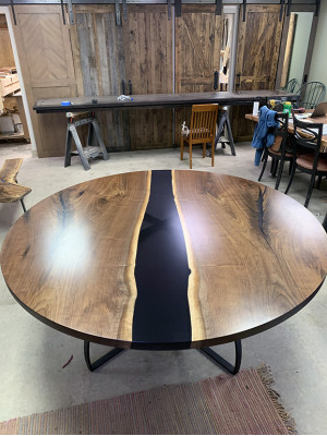 Mesa mesa de comedor mesas resina epoxi epoxy madera real muebles de diseño macizo 150x150