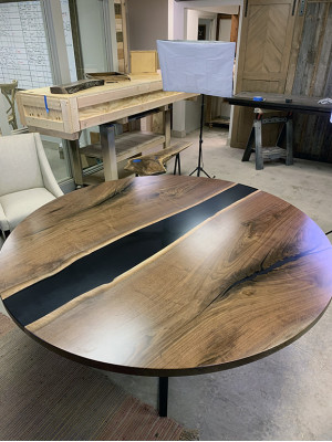 Mesa mesa de comedor mesas resina epoxi epoxy madera real muebles de diseño macizo 150x150