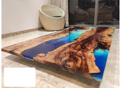Mesa de comedor Diseño Mesa Mesas modernas Mar Océano Río Resina epoxi Muebles 200x90