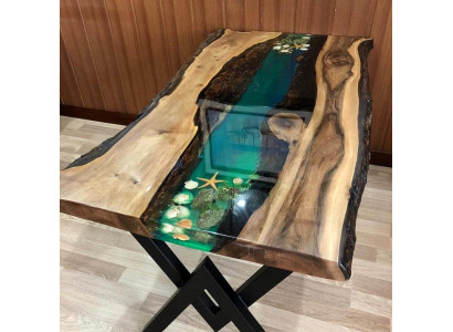Mesa mesa de comedor mesas de resina epoxi muebles de diseño masivo 200x100 madera real epoxi