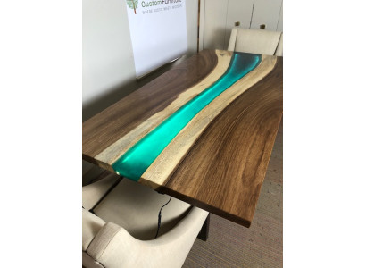 Epoxi de resina mesa de comedor de madera maciza real, mesa de epoxi de cascada de muebles de 240x100 Nueva