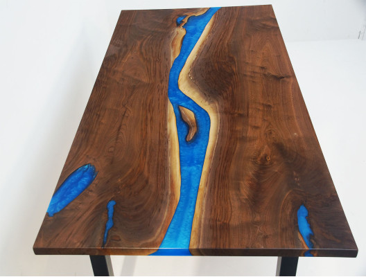 Río Mesas Mesa de comedor Diseño de mesa Muebles modernos 220x90 Resina epoxi Océano Mar