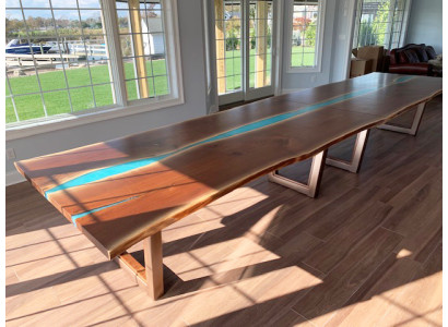 Mesa de comedor River Table de madera real mesa de río 260x100 Mesas macizas