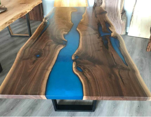 Río Mesas Mesa de comedor Diseño de mesa Moderno Mar Muebles 220x90 Resina epoxi Océano