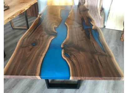 Río Mesas Mesa de comedor Diseño de mesa Moderno Mar Muebles 220x90 Resina epoxi Océano