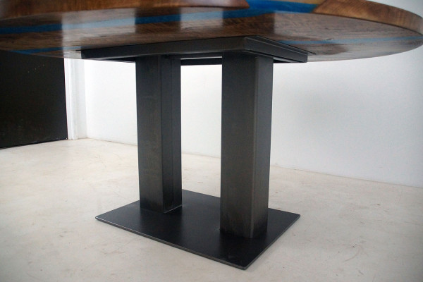 Mesa redonda de comedor River Table madera real Mesa de río 150 cm Mesas Resina epoxi