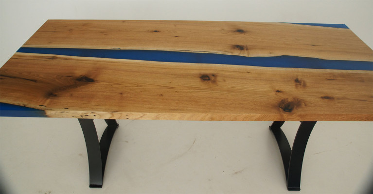 Epoxi, mesa de resina de madera auténtica, muebles de madera de resina de epoxi de cascada maciza