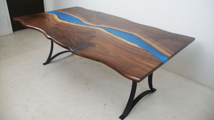 Mesa de comedor River Table madera maciza de 220x100 con resina epoxi