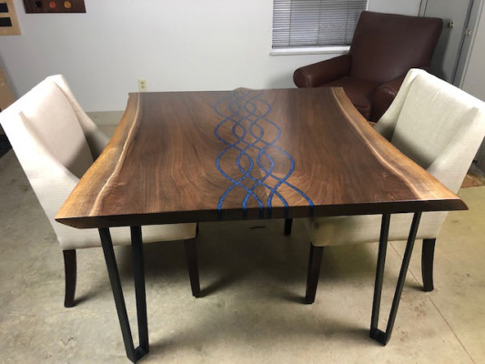 Río Mesas Mesa de comedor Diseño Mesa Moderna Mar Muebles 100x100 Resina epoxi Océano