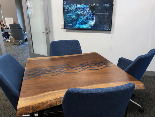 Río Mesas Mesa de comedor Diseño Mesa Moderna Mar Muebles 100x100 Resina epoxi Océano