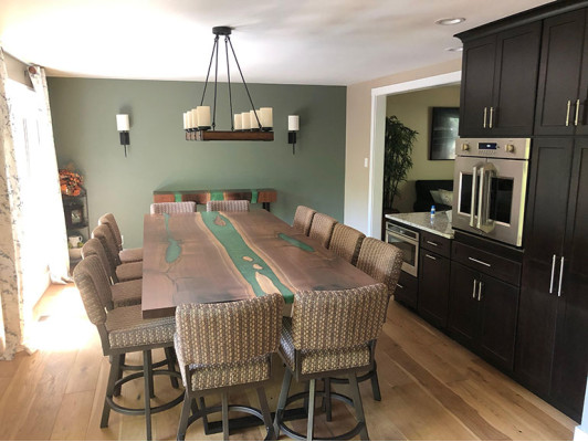 Mesa de comedor River Table Masiva Tablas 240x100 Mesa de río Resina epoxi Mar Cascada