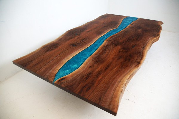 Mesa de río de mesa de comedor Mesa de río Macizo Decoración Mesas 240x100 Resina epoxi Mar