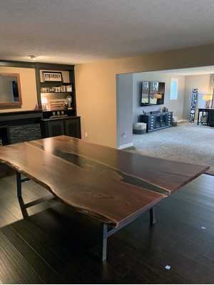 Mesa de comedor de mesa de río sólido 240x100 resina epoxi mar cascada