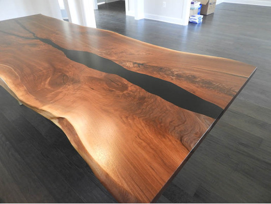 Mesa de comedor de resina epoxi de madera maciza de 240x100 River Table.