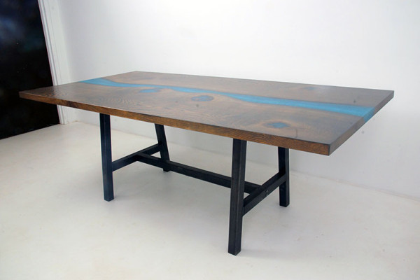 Mesa de resina epoxi River Table de madera maciza 220x100
