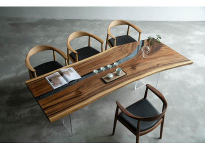 Mesa de centro de resina epoxi de mesa de río sólida 240x100.