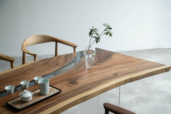 Mesa de centro de resina epoxi de mesa de río sólida 240x100.