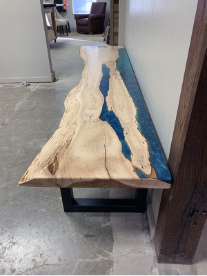 Epoxi resina mesa de comedor madera maciza muebles de resina de agua en cascada mesa de resina de 250x60cm